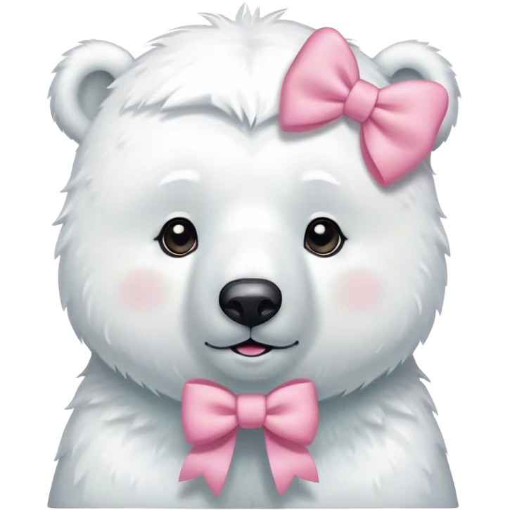 Cute polar bear wearing a pink bow on his head  emoji