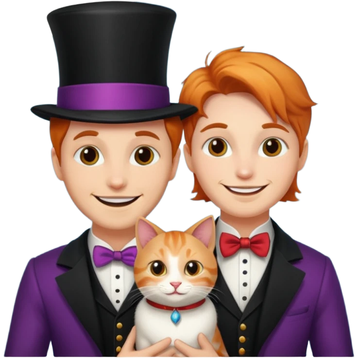 magician couple and their pet cat emoji