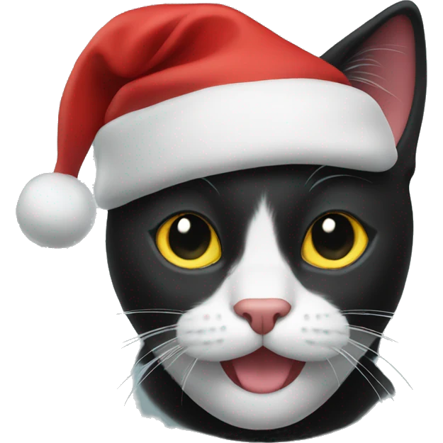 black cat in a christmas hat  emoji