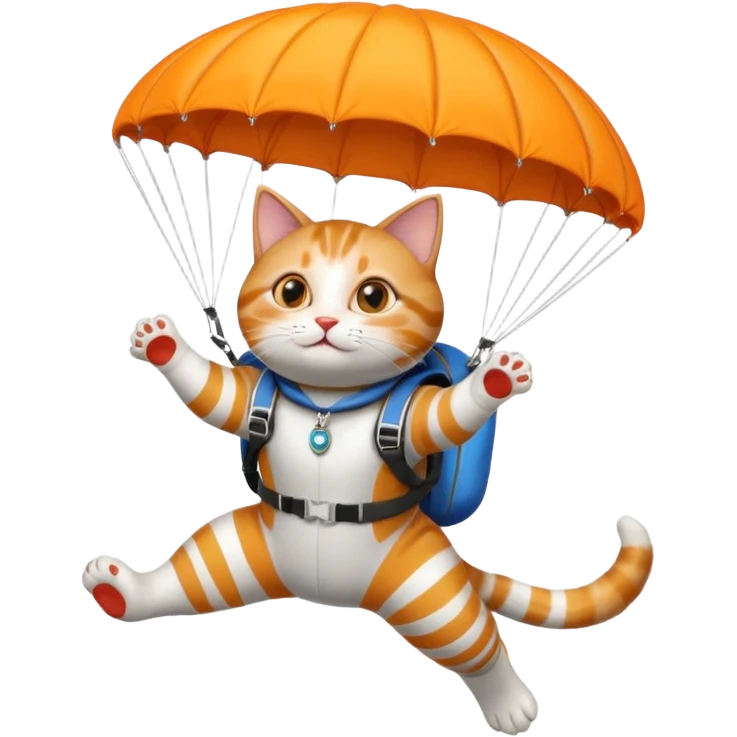 Skydiving cat with parachute and UFO emoji