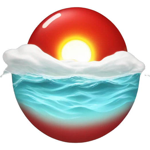 red water with a bright white sun over it emoji