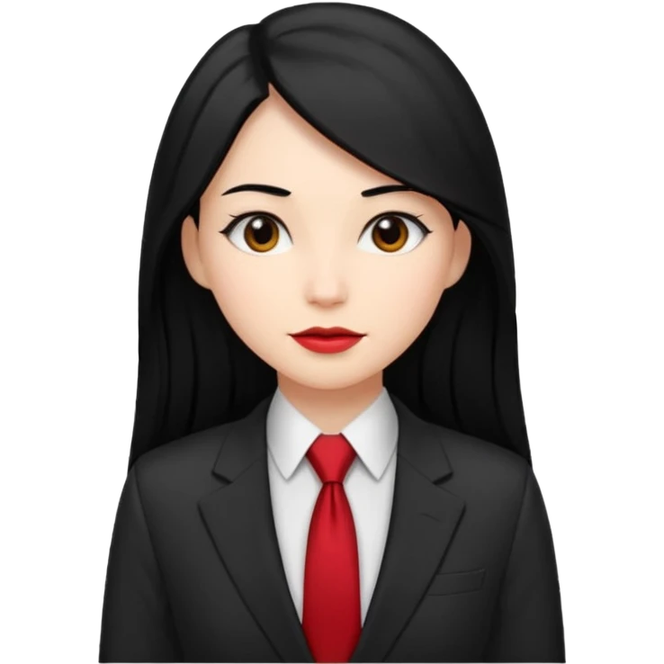 female boss in suit, long black hair, red tie emoji