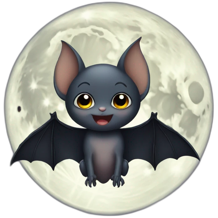 dark baby bat wings in front of full moon emoji
