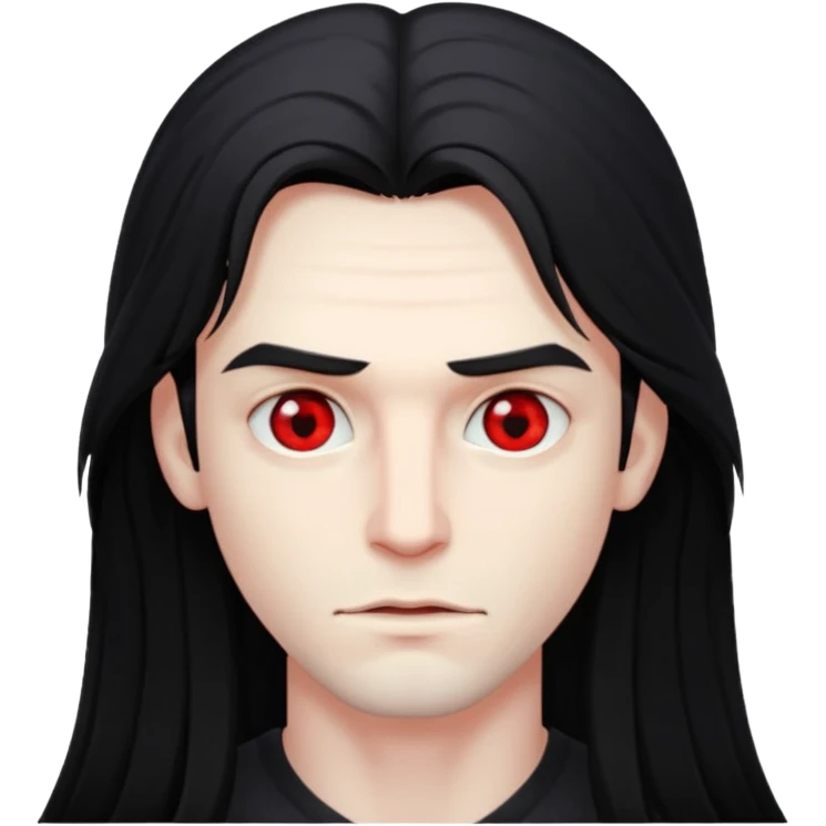 Мужчина с черными длинными волосами, и красными глазами  emoji