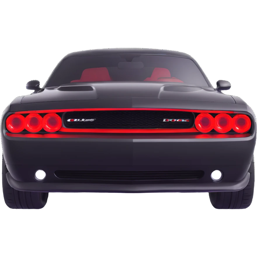 black Dodge Challenger with red front lights emoji