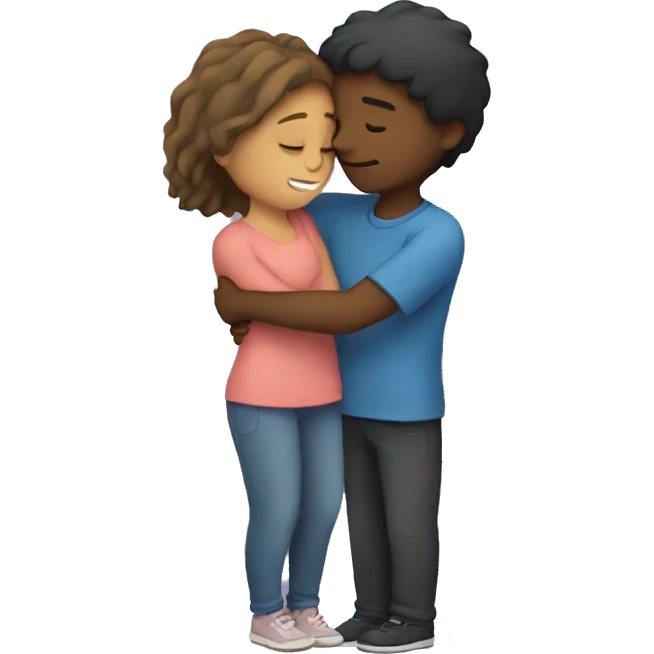 girl hugging guy partner with love emoji