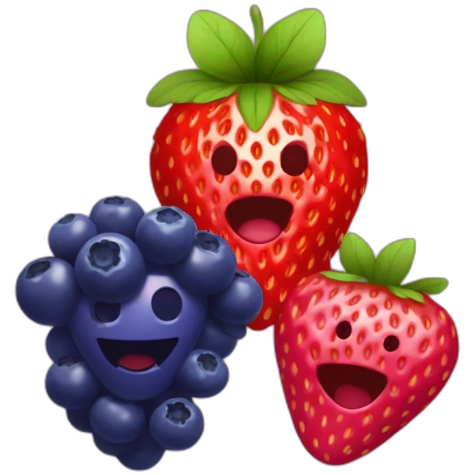 Strawberry and raspberry and blueberry emoji
