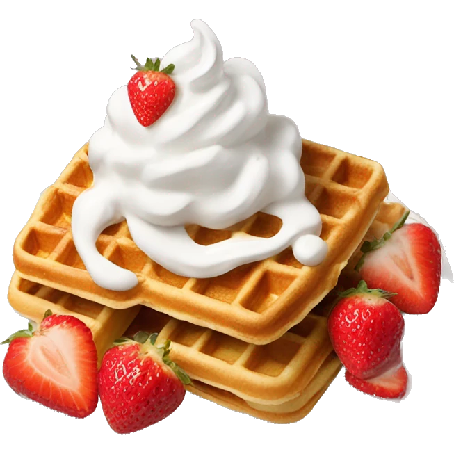 waffles with whip cream and strawberries emoji