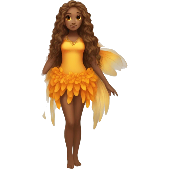 big wings, marigold, Beautiful, fairy, gold, orange, long hair emoji