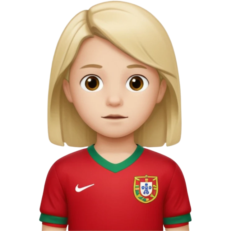 Une enfant qui a le coupe sur le coter et qui a le maillot du portugal emoji