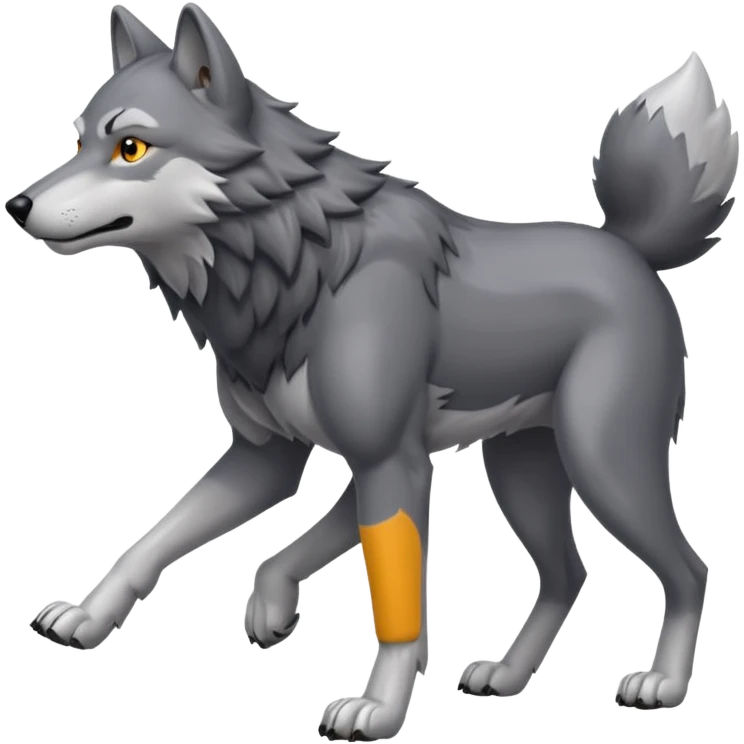 wolf walking on 4 emoji