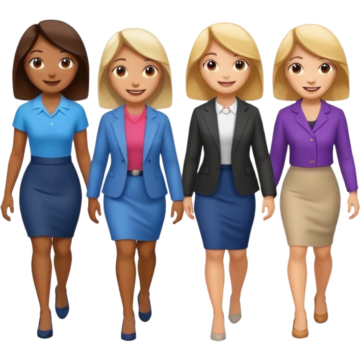 6 women interviewee walking in front of the interviewer emoji