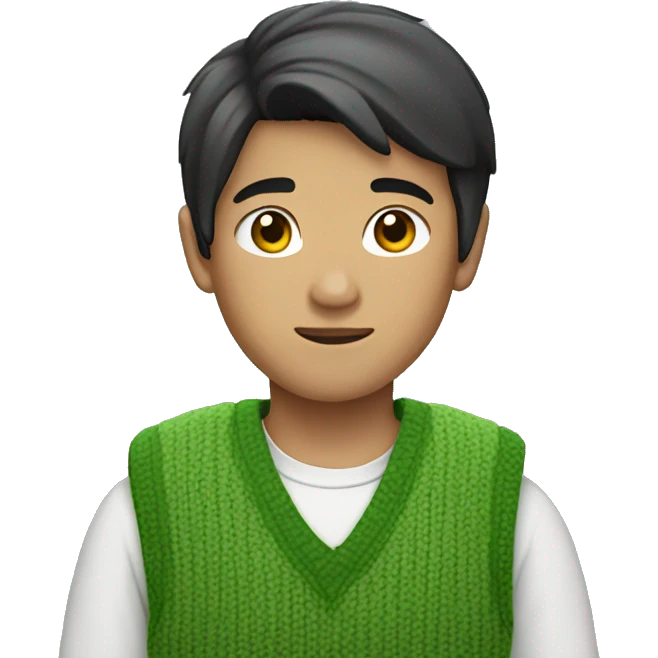 asian boy wearing green Sweater vest emoji