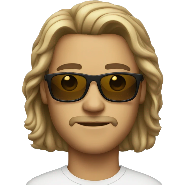 Man with middle long hair with sunglasses with light skin  emoji