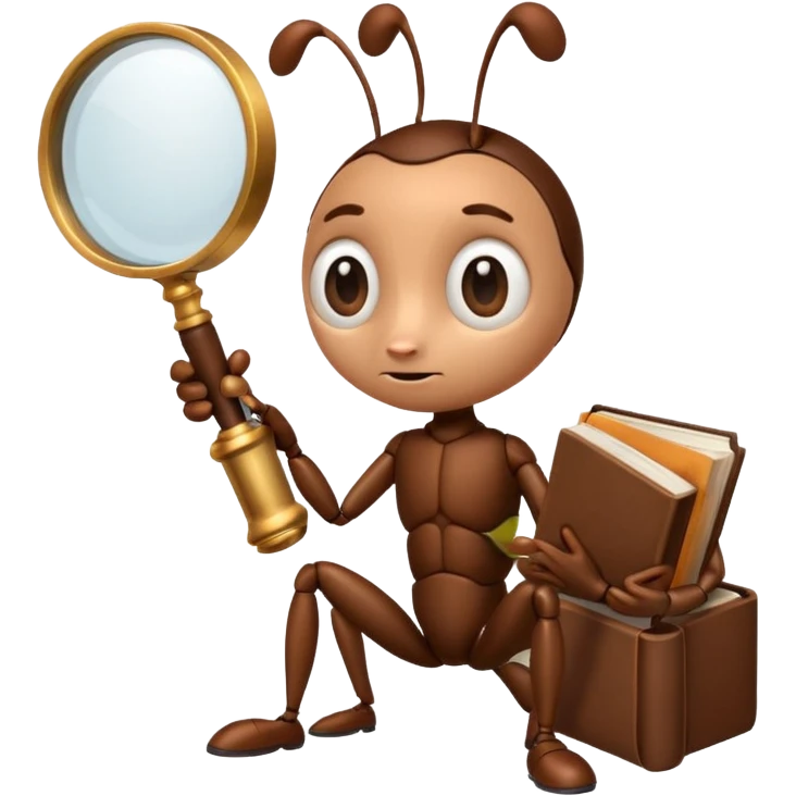 ant reading book emoji