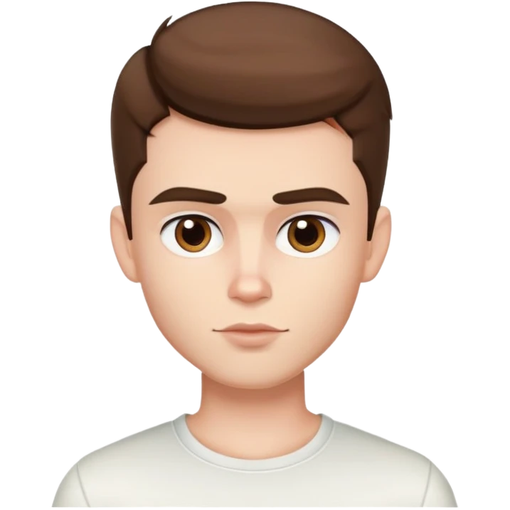 pretty handsome bratz man, short brown hair, brown eyes, pale skin, defined jawline emoji