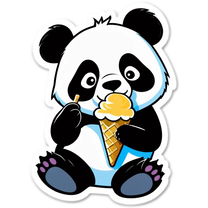Panda eating ice cream emoji