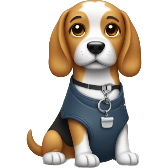 Dog wearing a holder emoji