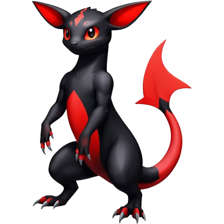 Guilmon-Salandit-Umbreon-Fakémon-hybrid-creature (full body)  emoji