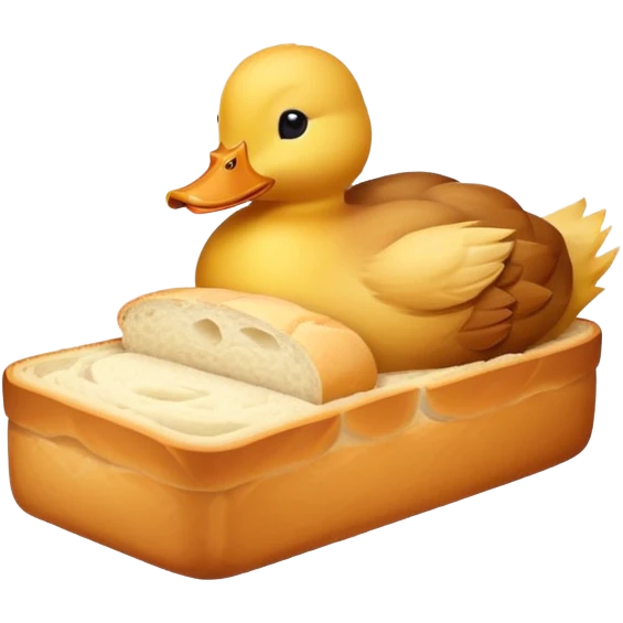 duck serving a loaf of gluten bread, no chef hat emoji