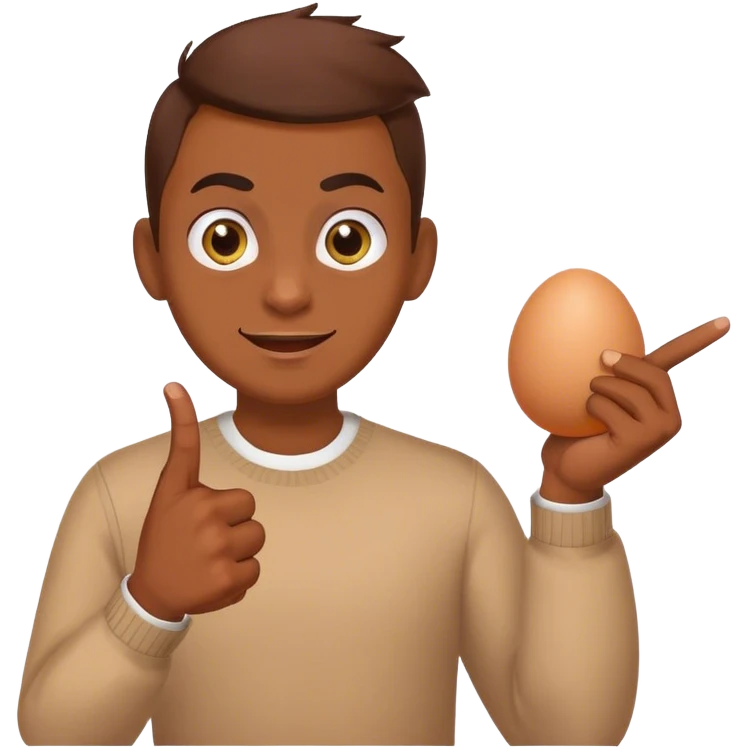 An egg is dirtying its finger to tease someone. emoji