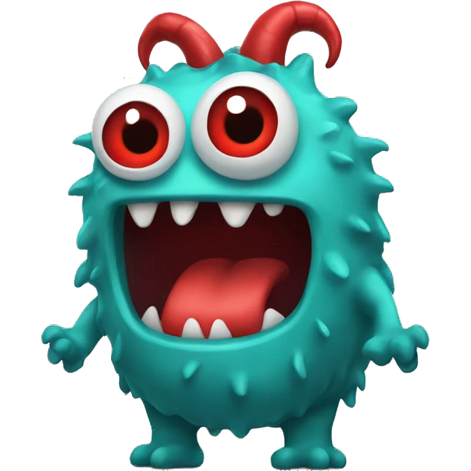 teal and red funny monster emoji