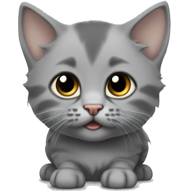 A small grey Scottish kitten with a cute muzzle emoji