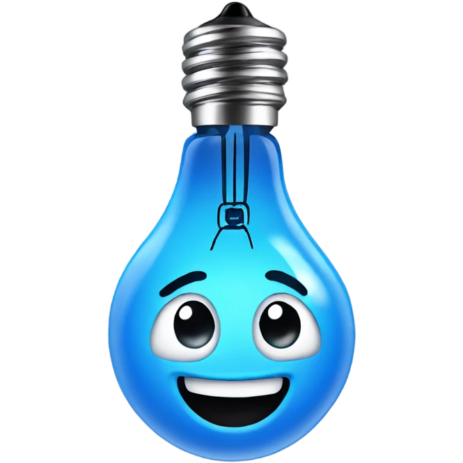 A blue bulb laughing emoji