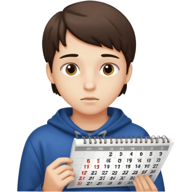 teenager looking through a calendar emoji