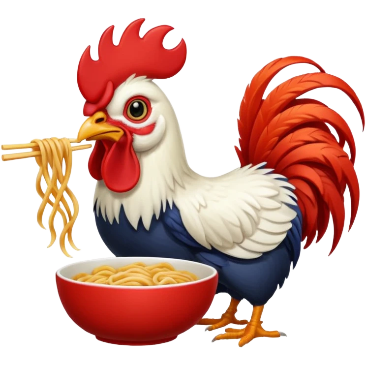 rooster eating noodle emoji