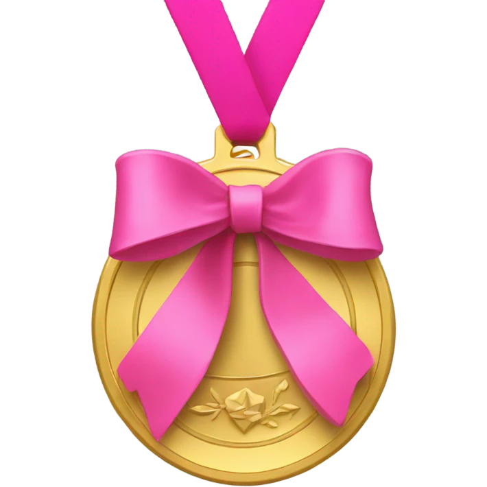 Gold medal with a pink ruban emoji