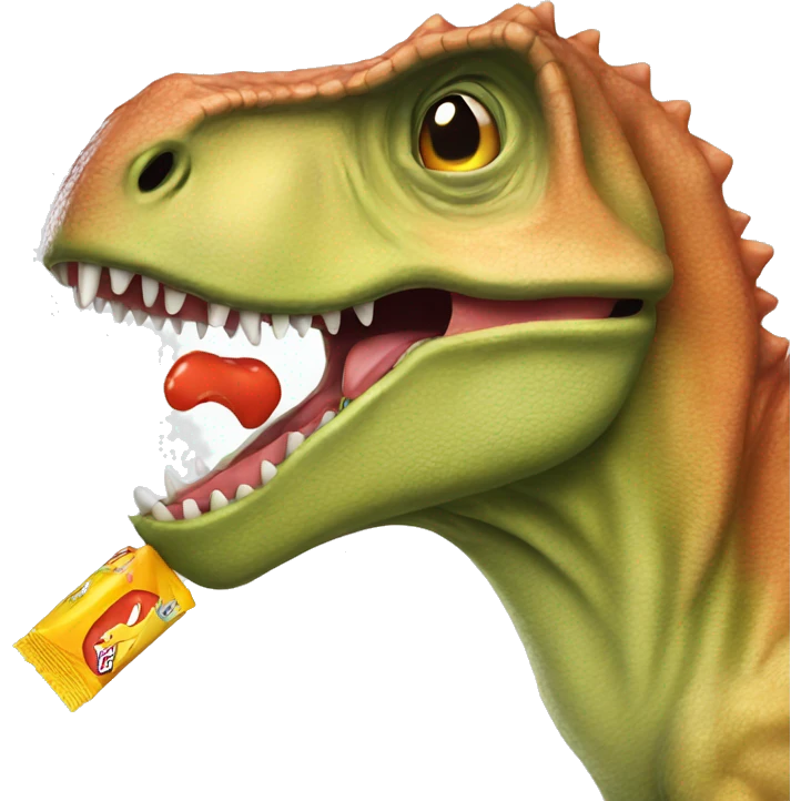 Dinosaur sipping on the juice box emoji