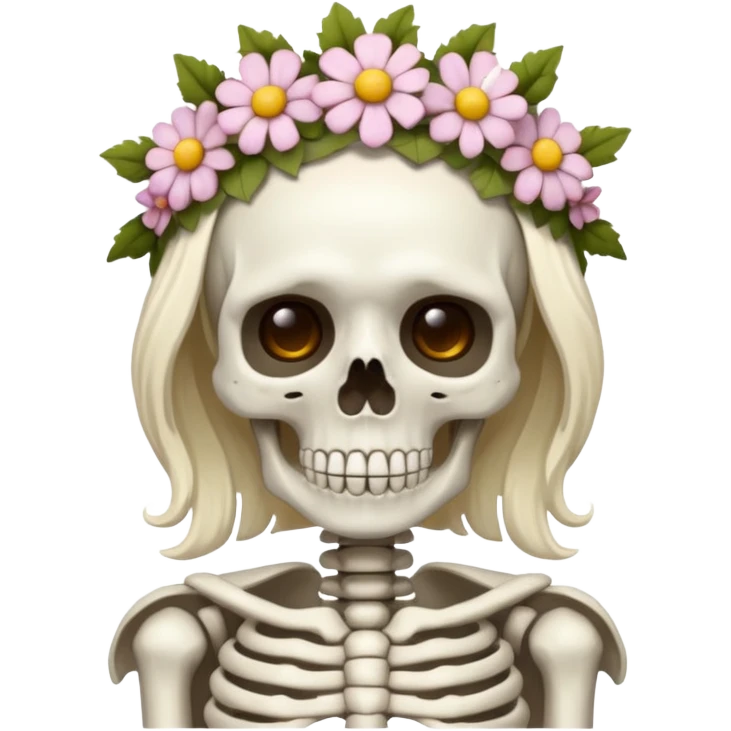 skeleton with flower crown emoji