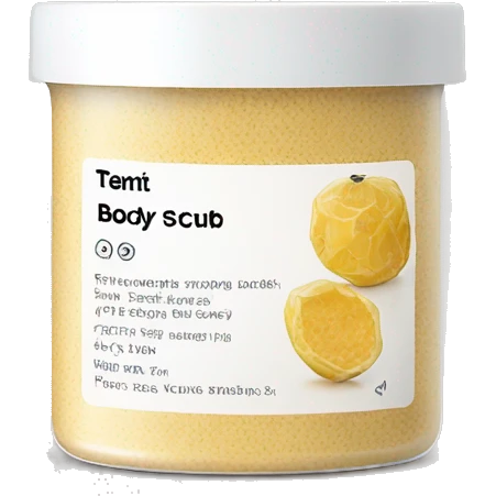 body scrub pot with label emoji