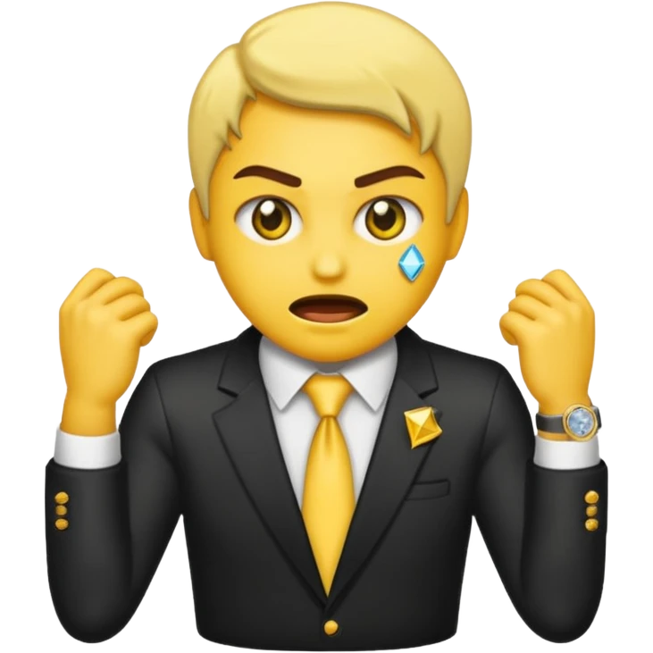 iPhone style emoji with yellow skin doing the bust down meme (diamond grill and watch) emoji