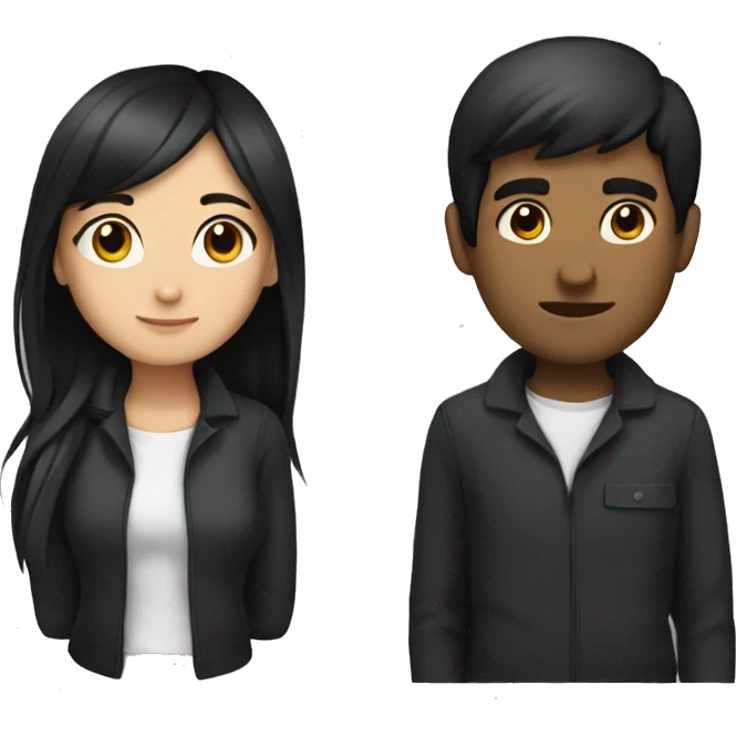 girl with black hair doing a judgy and man side  emoji