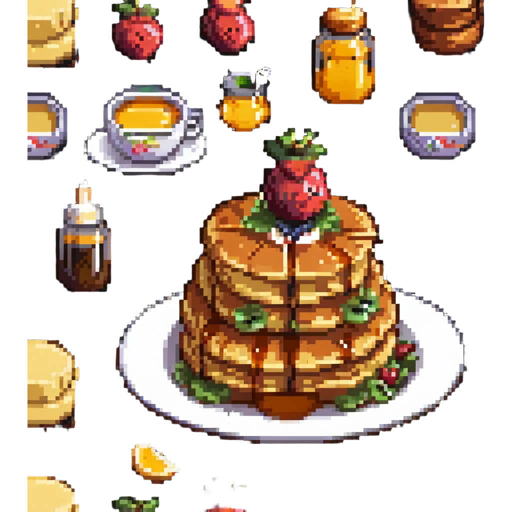 stack of pancakes with honey and fruit emoji