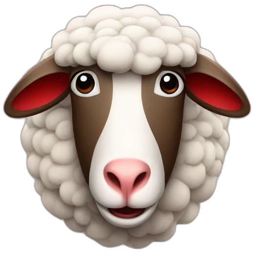 A sheep head with cross eyes in a red puddle emoji