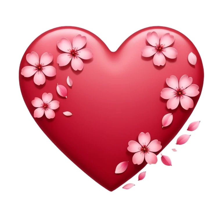 heart with falling sakura petals emoji