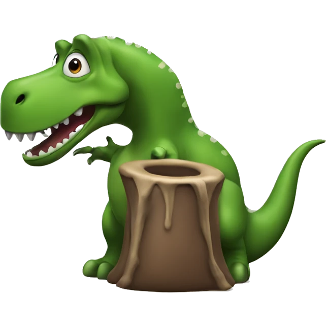 A dinosaur taking a poo emoji