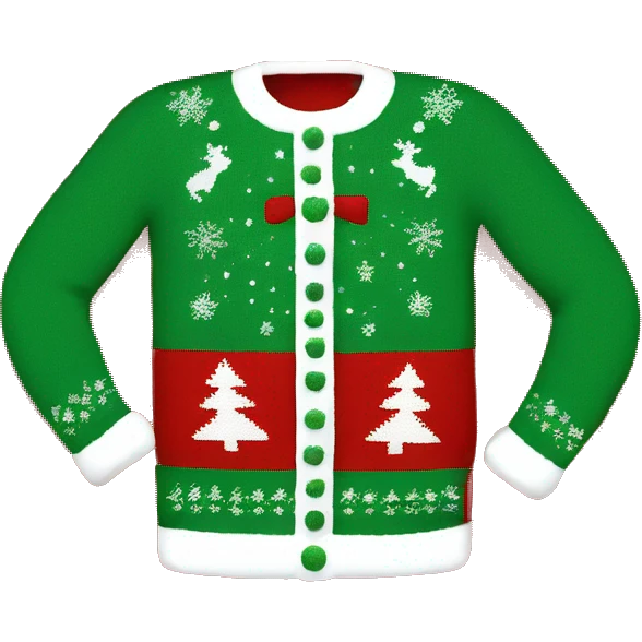 red and green christmas sweater with santa  emoji