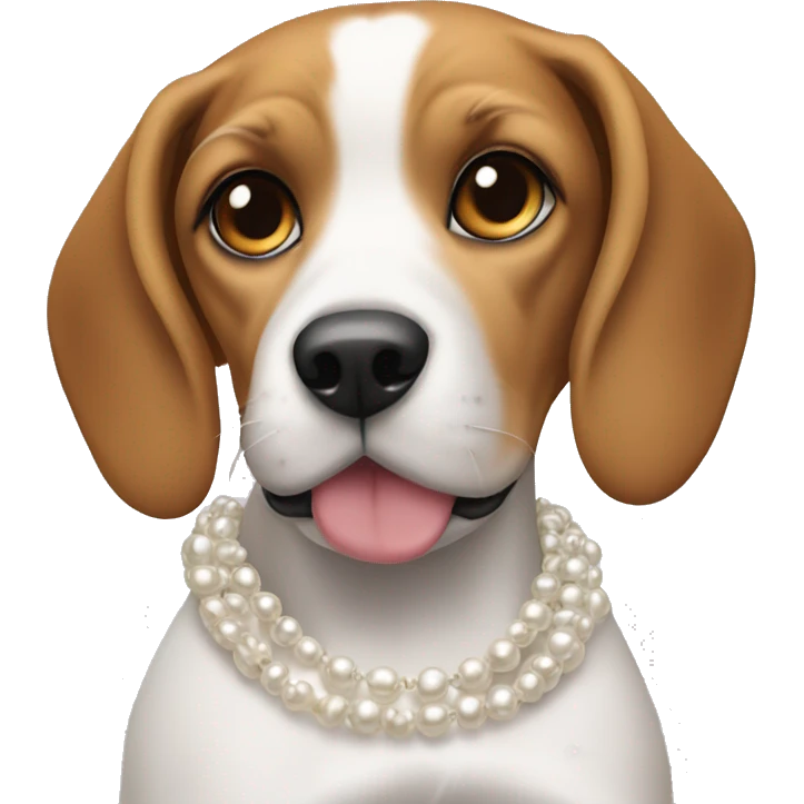 Beagle girl with a chanel pearl necklace emoji