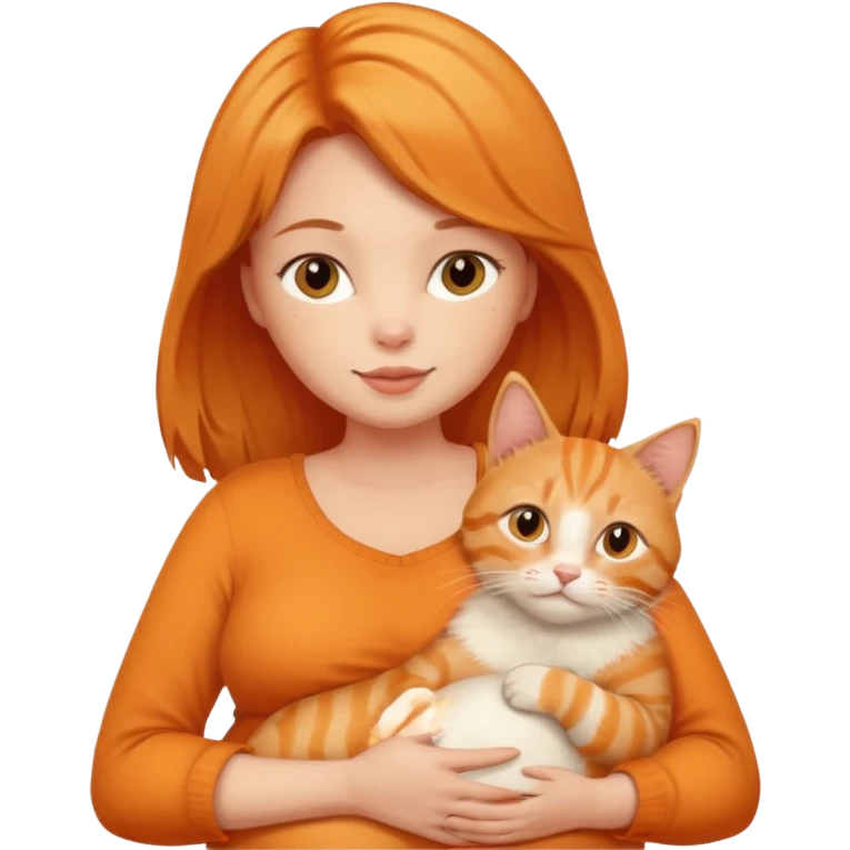 pregnant woman with orange cat emoji