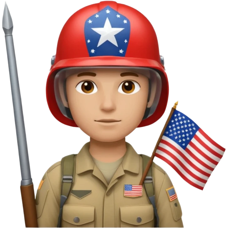 generate realistic white american soldier with small usa flag on shoulder emoji