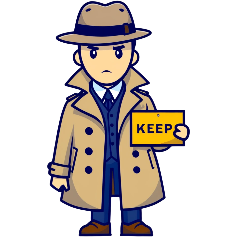 Sleuth with a keep sign emoji