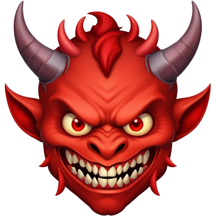red horned demon with evil grin emoji