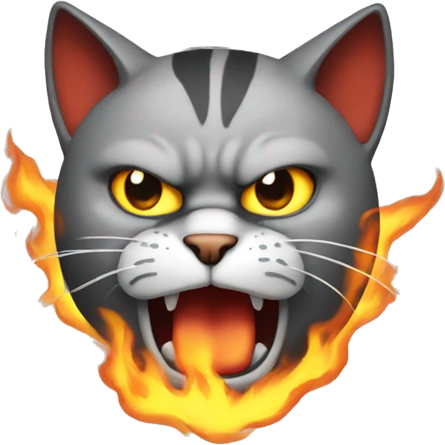 angry cat with fire behind it emoji