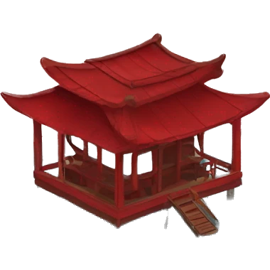 work from home overlooking red shrine in the middle of the ocean emoji