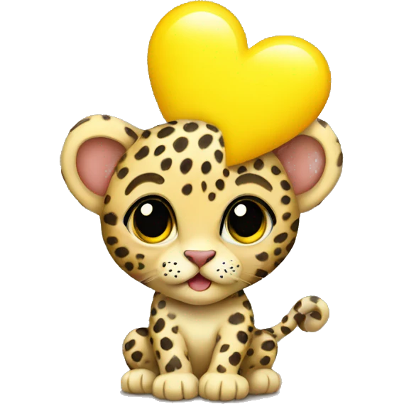 Baby leopard holding a yellow heart  emoji