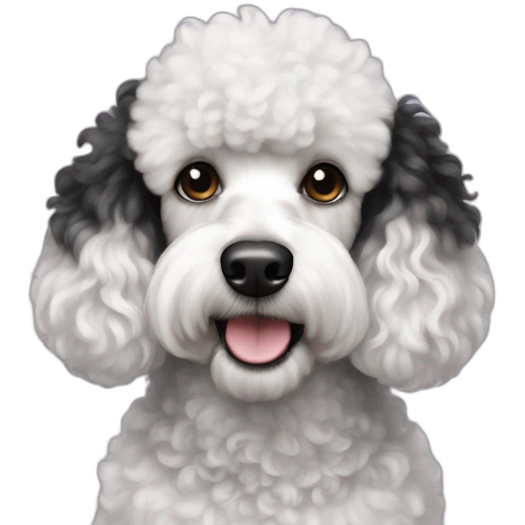 black and white patches poodle emoji